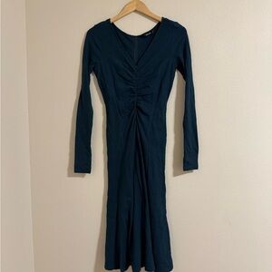eShakti Teal Long Sleeve Dress